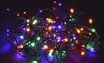 LIGHTING Гирлянда нить 10м 100 светодиодов RGB IP20 зеленый шнур 1,5м 230В контроллер 8 сцен  IEK