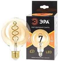 Лампа светодиодная ЭРА F-LED G95-7W-824-E27 spiral gold филамент шар золотистый теплый белый свет