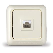 Розетка компьютерная одноместная серия "Олимп",о/у, 1А, RJ45, "слоновая кость" (ivory) (еврослот) UNIVERSAL