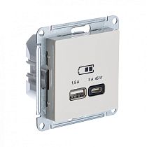 AtlasDesign Бежевый розетка USB A+C, 45W, Fast Charge (QC.PD) Systeme Electric (Schneider Electric)