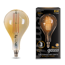 Лампа светодиодная Gauss Vintage Filament A160 8Вт E27 Golden 780lm 2400K