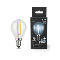 Лампа светодиодная Gauss Filament Шар E14 5Вт 450lm 4100K