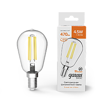 Лампа светодиодная Gauss Basic Filament ST45 4,5Вт 470lm 2700К Е14 Лампа светодиодная Gauss Basic Filament ST45 4,5Вт 470lm 2700К Е14