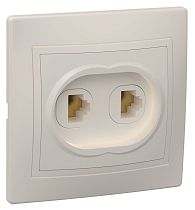 РТ12-ККм Розетка 2местная телефонная КВАРТА (кремовый) IEK