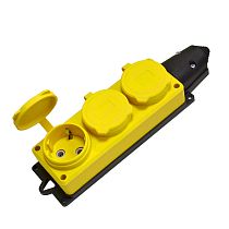 Колодка 3-х местная однофазная с заглушками "КОМПАКТ" (каучук) желтый