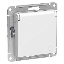 AtlasDesign Белый Розетка с заземлением со шторками с крышкой, 16А, IP20 Systeme Electric (Schneider Electric)