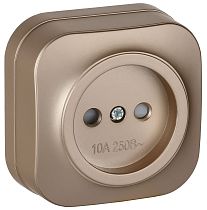 GLORY Розетка 1-местная для открытой установки без заземления с защитными шторками 10А РСш20-2-ХШм шампань матовый IEK