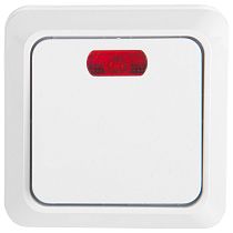 Выключатель 1-кл. открытой установки с подсветкой IP20 10А, белый  "Альфа" General