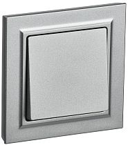 BRITE Выключатель 1-клавишный 10А в сборе ВСР10-1-0-БрА алюминий  IEK