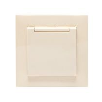 Валенсия розетка 1-местная с/з 16А кремова с крышкой и защ. штор. EKF PROxima