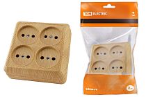 Розетка четырехместная 2П открытой установки IP20 10A сосна "Ладога"  TDM