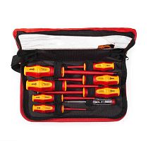 Набор диэлектрических отверток НИО-08-S серия ПРОФИ из стали S2 для работ под напряжением до 1000 В (КВТ)