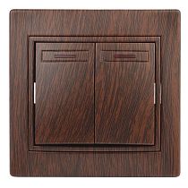Выключатель ЭРА Intro Plano 1-105-10 10А 250В венге двухклавишный с подсветкой