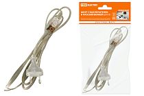 Шнур с выключателем и плоской вилкой ШУ01В ШВВП 2х0,75мм2 2м. прозрачный  TDM Шнур с выключателем и плоской вилкой ШУ01В ШВВП 2х0,75мм2 2м. прозрачный  TDM