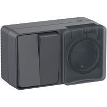 AtlasDesign Profi IP54 О/У БЛОК: РОЗ. з/к со шт. 16А 250B, ВЫКЛ.2-клав.10А, АНТРАЦИТ, Россия Systeme Electric (Schneider Electric)