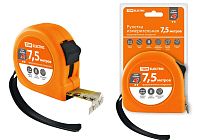 Рулетка, длина 7.5 м, стальная лента, ширина 25 мм, прорезиненное покрытие, магнит, "Рубин"  TDM