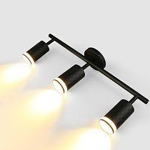 Спот на основании GWL-3GU10-M-IP20 Тройной Черный С боковым рассеивателем Кирпич