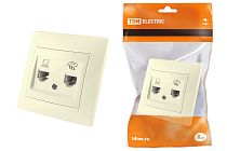 Розетка телефонная RJ11 + компьютерная RJ45 сл. кость "Лама" TDM Розетка телефонная RJ11 + компьютерная RJ45 сл. кость "Лама" TDM