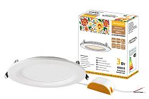 Светильник ультратонкий встраиваемый светодиодный "Даунлайт НАРОДНЫЙ" СВО п (белый) 3Вт 4000К TDM