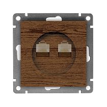 Розетка компьютерная двухместная UNIVERSAL серия "Афина" скрытой установки, 1А, RJ45, венге (еврослот)