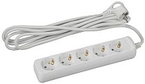 Удлинитель электрический ЭРА с заземлением 5 розеток 3м ПВС 3x1 16А, Белый, U-5e-3m-3x1