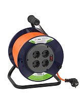 Удлинитель силовой ЭРА с заземлением и выключателем на пластиковой катушке 4 розетки 40м ПВС 3х1.5,