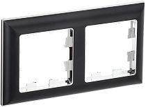 Рамка BRITE двухместная РУ-2-Бр хром/черный  IEK