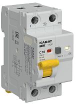 KARAT Устройство защиты от дугового пробоя с выключателем автоматическим дифференциального тока 1P+N C 16А 30мА тип AC IEK KARAT Устройство защиты от дугового пробоя с выключателем автоматическим дифференциального тока 1P+N C 16А 30мА тип AC IEK