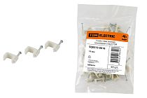 Скоба 14мм плоская пластиковая (белая) (50шт)  TDM