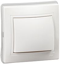 KVARTA Выключатель одноклавишный ВС10-1-0-КБ-44 10А IP44 белая  IEK