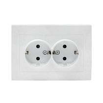 Валенсия розетка 2-местная с/з 16А белая с защ. штор. EKF PROxima