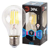 Лампа светодиодная ЭРА F-LED A60-9W-840-E27 филамент груша нейтральный белый свет