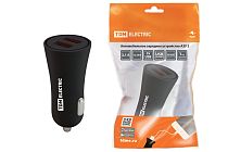 Автомобильное зарядное устройство, АЗУ 2, 2,1 А, 2 USB, черный,  TDM