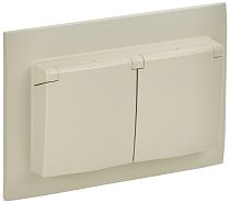 SKANDY Розетка 2-местная и крышкой 16А в сборе IP44 SK-R12B бежевый IEK