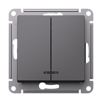 AtlasDesign Базальт Выключатель 2-клавишный с подсветкой, сх.5а, 10АХ, механизм Systeme Electric (Schneider Electric)