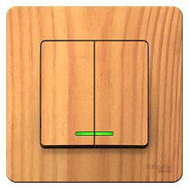 Blanca скрытая установка Ясень Выключатель 2 клавишный  с подсветкой  10А Systeme Electric (Schneider Electric)