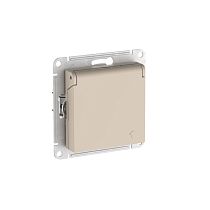 AtlasDesign Песочный Розетка с заземл. со шторк. с крышкой, 16А,IP20,мех., быстрозажим. клемм