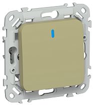 FLITE Выключатель 1-клавишный проходной с индикацией 10А ВС61-1-1-ФлО оливковый IEK
