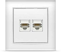 Розетка компьютерная двухместная серия "Бриллиант", с/у, 1А, RJ45, белая (еврослот) UNIVERSAL