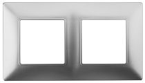 Рамка для выключателей и розеток двойная ЭРА Elegance 14-5002-03 пластик алюминий