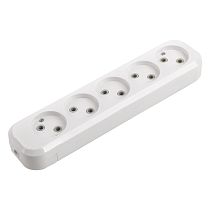 Розеточная колодка GSB-10-5-IP20 Easy, 10А, 5 мест, без заземления, без выключателя, IP20