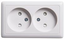 ХИТ открытая установка с изолированной пластиной Белый Розетка двойная без заземления со шторками, 16А Systeme Electric (Schneider Electric)