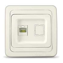 Розетка компьютерная одноместная серия "Валери",с/у, 1А, RJ45, "слоновая кость" (ivory), (еврослот) UNIVERSAL