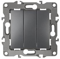 Выключатель ЭРА 12 12-1107-12 10А 250В графит трёхклавишный