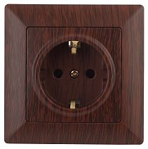 Розетка ЭРА Intro Solo 4-202-10 IP20 2P 16А 250В венге с заземлением