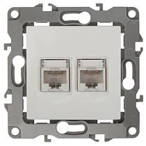 Розетка ЭРА 12 12-3108-02 слоновая кость информационная двойная 2XRJ45