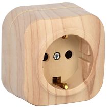 Розетка одноместная для открытой установки РС20-3-ХС с заземлением 16А GLORY сосна  IEK