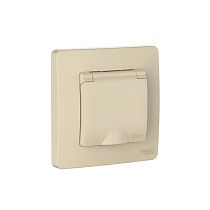 Blanca скрытая установка Бежевый Розетка IP44 с заземляющим контактом, со шторкой, с крышкой, 16А, 250В Systeme Electric (Schneider Electric)