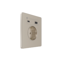 Systeme Infinity, Розетка С/У с ЗК и зар.устр.USB А+С 20Вт (250В, 16А, защит.шторки), Песчаный берег