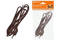 Шнур с плоской вилкой с вырезом ШУ04 ШВВП 2х0,75мм2 1,7 м. коричневый "ЭКО"  TDM